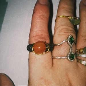 Carnelian w/ 2 Lave Rocks Ring